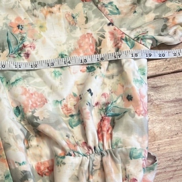 Alex Marie,Floral Wrap-Dress,Lined,Tiered Ruffled-Hem,Short Sleeves EUC,Size 12 - Picture 9 of 13